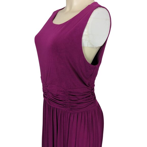Soft Surroundings Sleeveless Magenta Maxi pullover Ruched Waist Dress size L - Picture 8 of 16